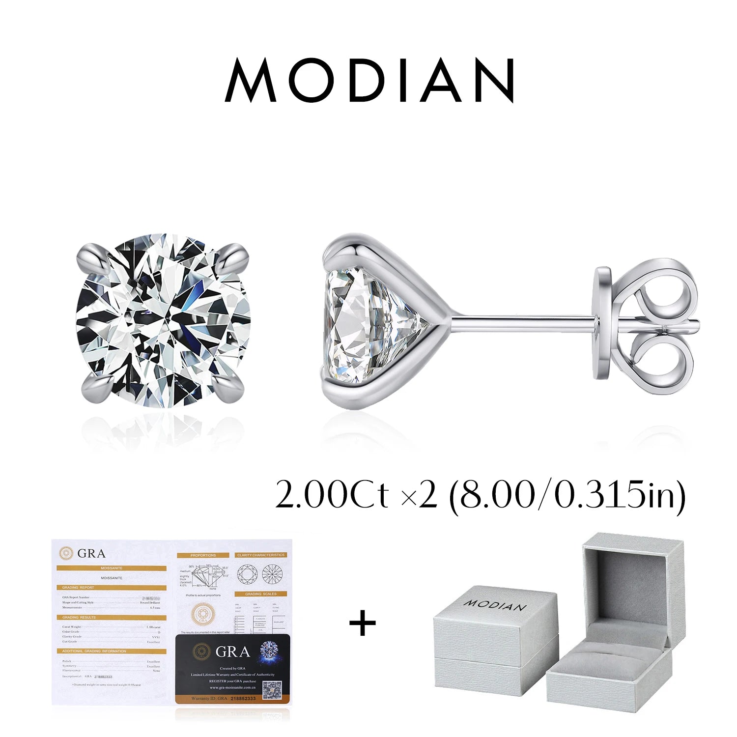 MODIAN 5 Größen D Farbe Moissanit Ohrringe 925 Sterling Silber Funkelnde Luxus Ohrstecker Für Frauen Hochzeit Edlen Schmuck