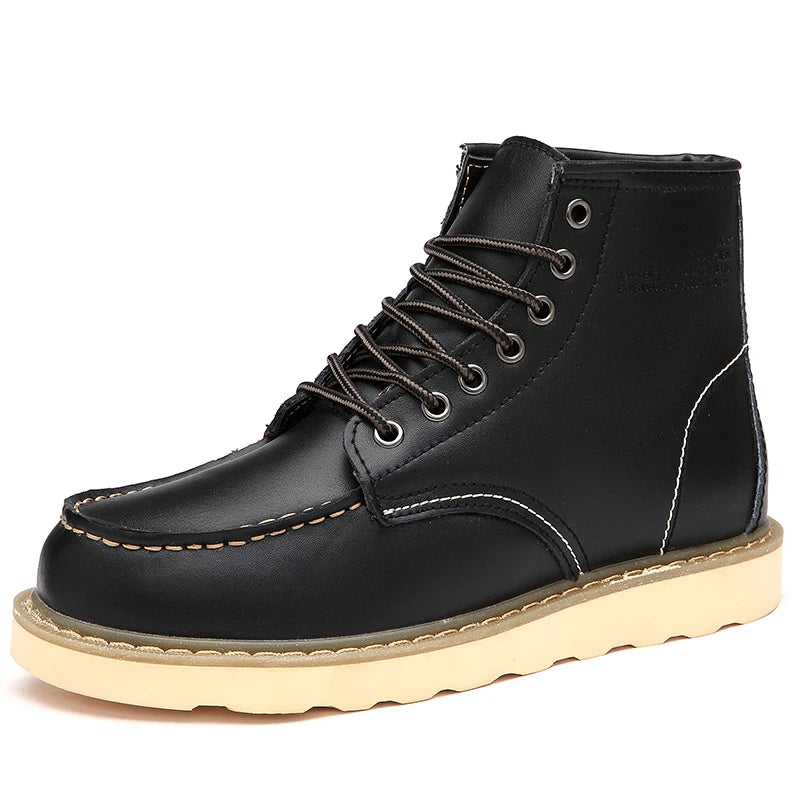 High-Top Herren Lederstiefel – Motorrad Mode Stiefeletten Herbst/Winter Freizeit Arbeit