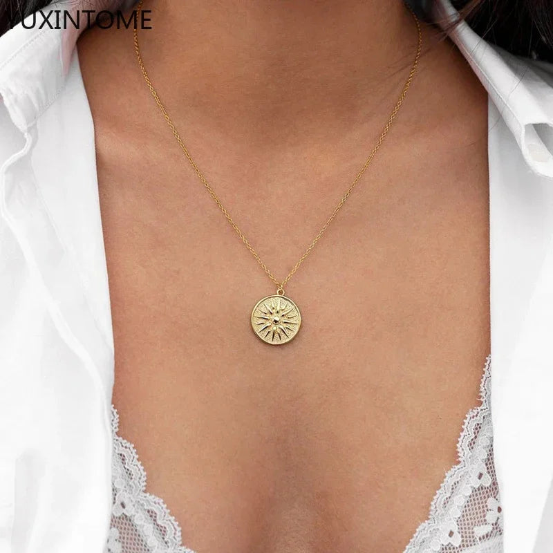 925 Sterling Silber Kette Sonne Anhänger Halskette