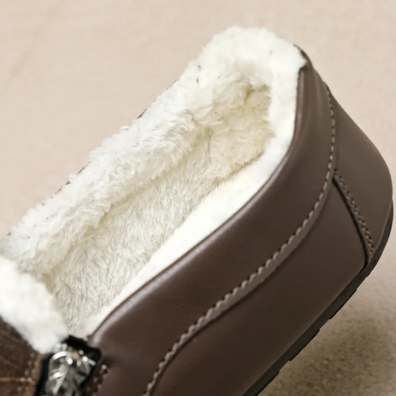 Winter Leder Männer Casual Schuhe Plüsch Warme Bequeme Halbschuhe Leichte Herren Fahren Schuhe Slip-on Herren Faule Schuhe Mokassins