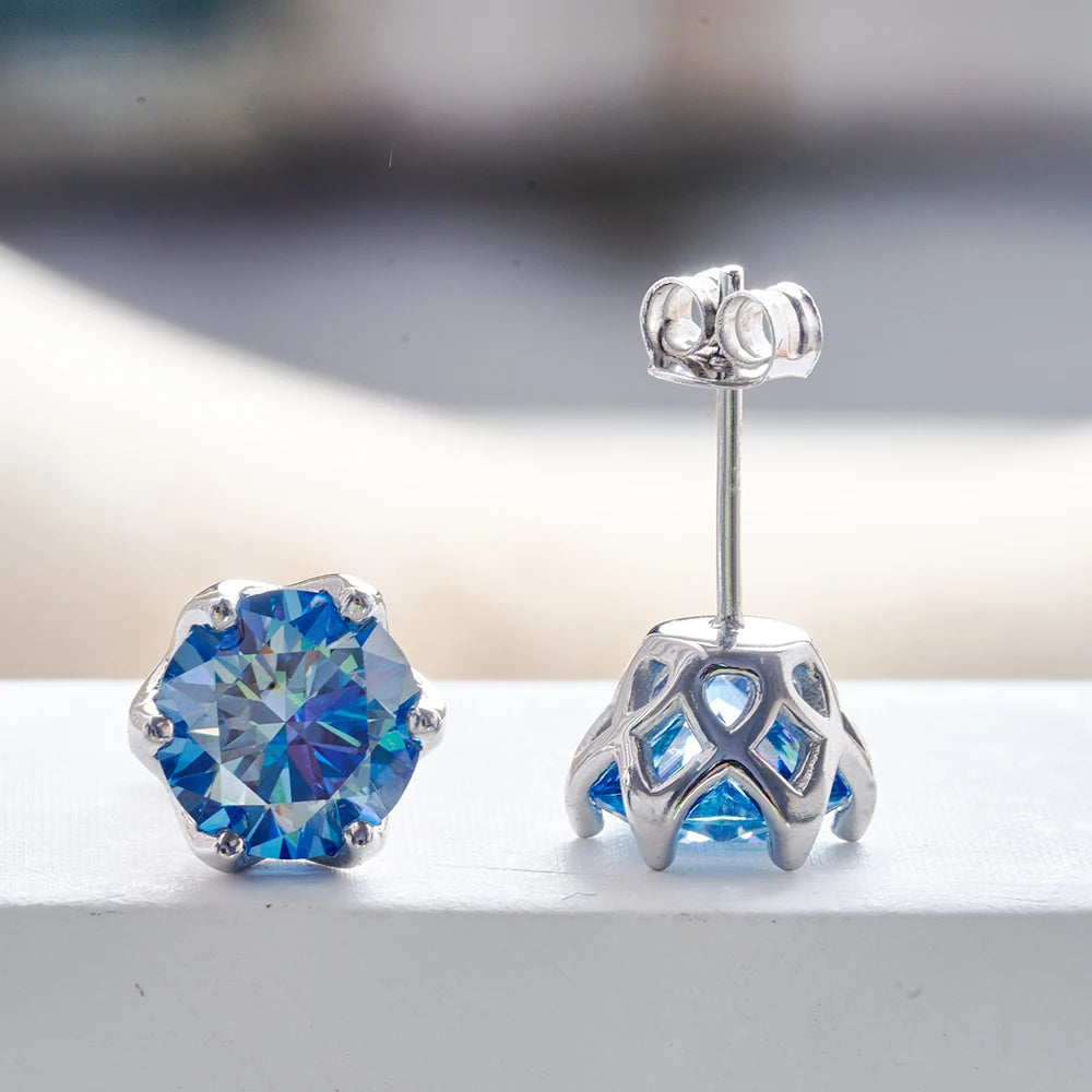 JoyceJelly 1/2/4CT VVS D Farbe Moissanit Russische Cut 8H8A Labor Diamant Stud Ohrringe Für Frauen S925 Sterling silber Edlen Schmuck