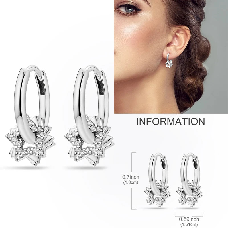 Creolen aus 925er-Sterlingsilber, Mond, Sonne, Original-Ohrring, Anhänger, Zirkon, Herzform, Stern-Ohrring, für Frauen und Mädchen, zur Herstellung von Schmuck