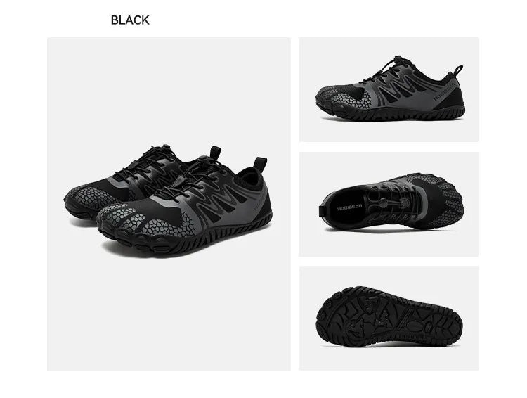 HOBIBEAR Barfußschuhe mit breiter Zehenpartie für Unisex, Kunstleder, Outdoor-Walking-Sneaker, Zero Drop, minimalistische Schuhe mit elastischem Band
