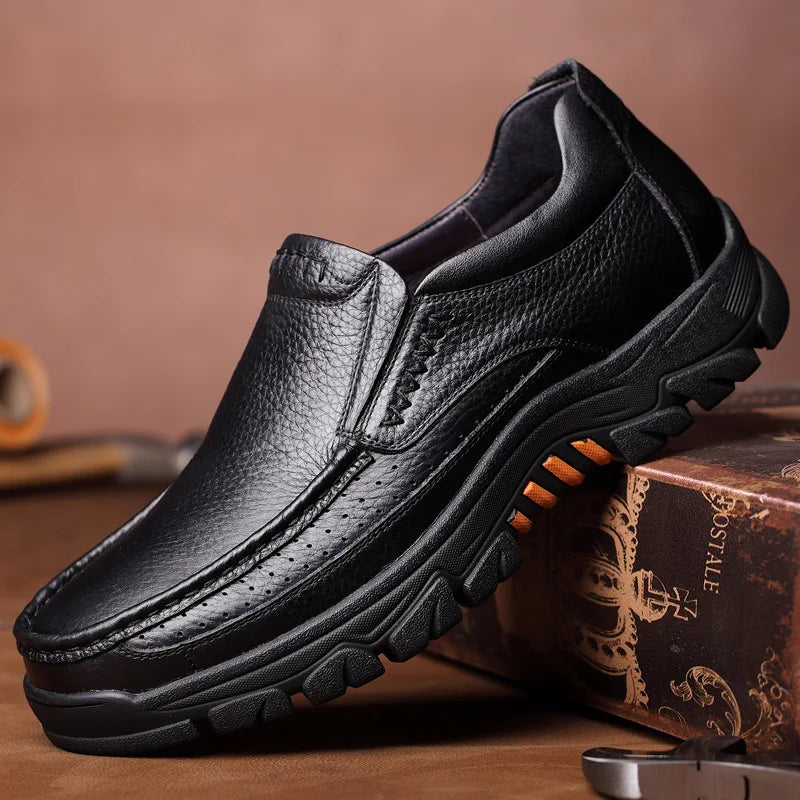 100% echtes Leder Schuhe Männer Müßiggänger Weiche Rindsleder Herren Casual Schuhe Marke Männliche Schuhe Schwarz Braun Slip-on Dicke sohle
