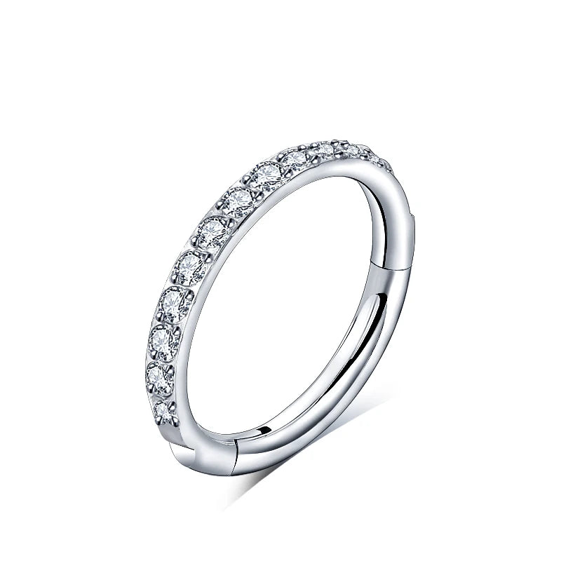 ASTM F136 Titan Antiallergisch Septum Piercing Nasenring Tragus Knorpel Ohrring Lip Stud Zirkon Clicker Hoop Körperschmuck 16G