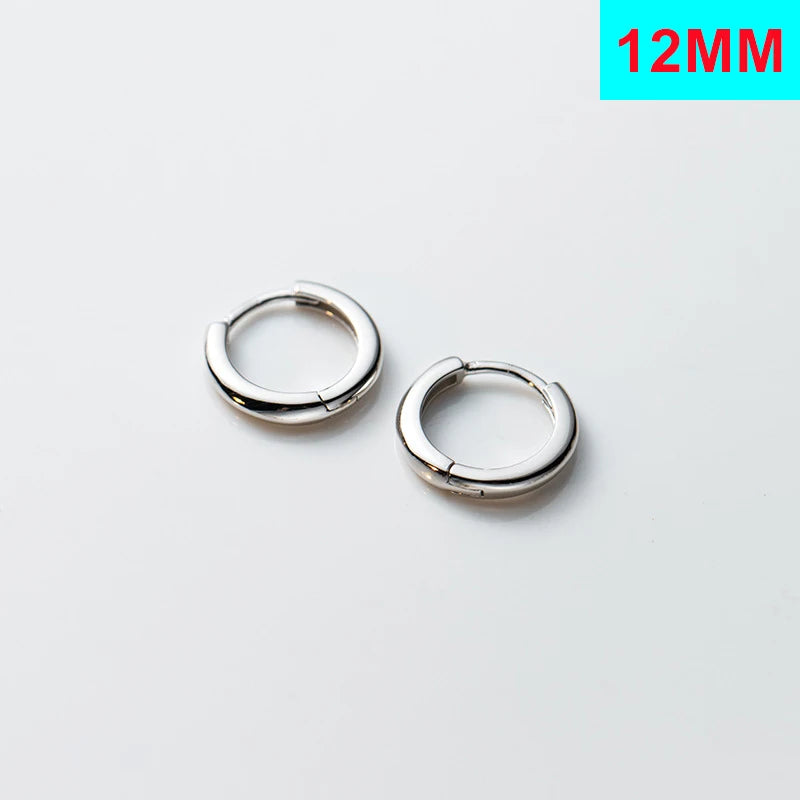Inzatt echtes 925er Sterling silber 10/12/14/16/18mm runde Creolen für Damen klassischer edler Schmuck geometrische Accessoires
