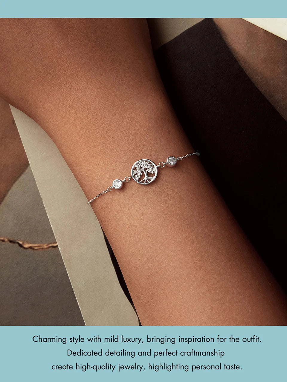 WOSTU Baum des Lebens Kettenglied-Armbänder Ohrstecker für Frauen 925 Sterling Silber AAA Zirkon Armband Familie Schmuckset Geschenk