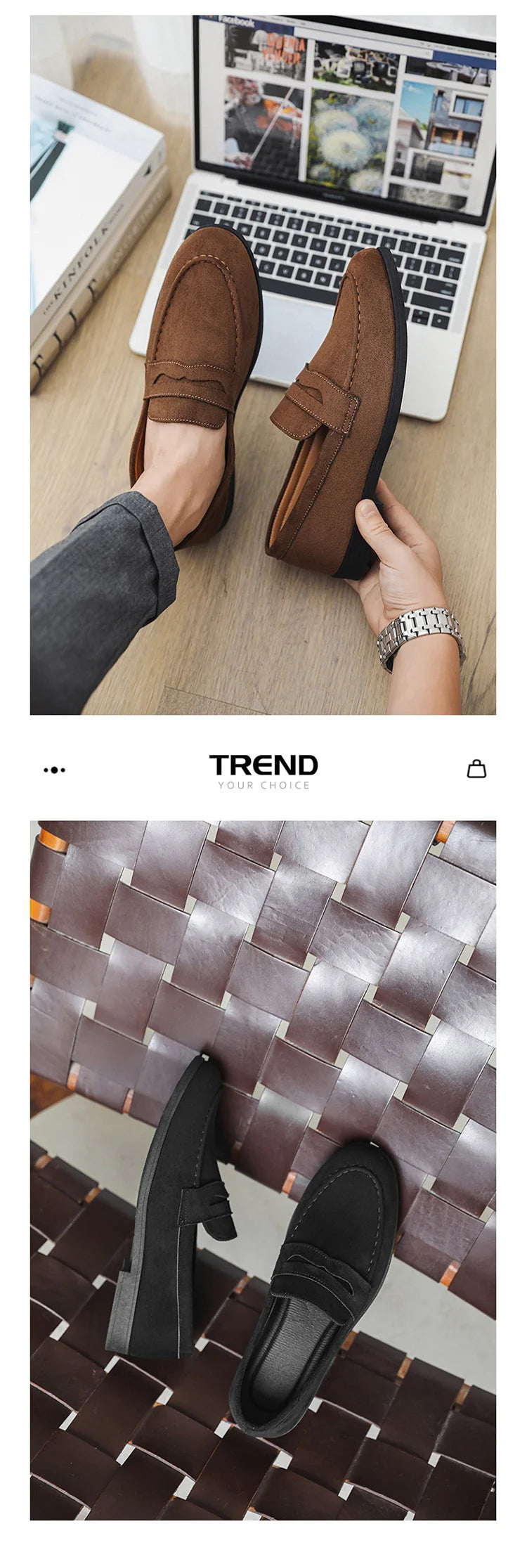 Herbst Wildleder Loafer Mann Große Größe 45 Komfort Slip-on Casual Schuhe Männer Wohnungen Retro Braun Mokassins Für Männer zapatos de hombre