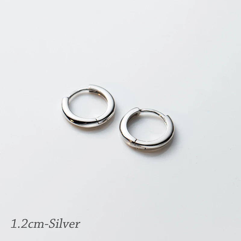 MODIAN 925 Sterling Silber Einfache Kreis-Ohrschnalle 14 mm - 18 mm platinierte hypoallergene Creolen für Damenschmuck