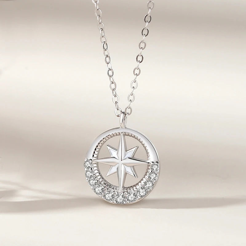 JIALY AAA CZ Stern Kompass S925 Sterling Silber Paar Halskette Einfache Schlüsselbein Kette Für Frauen Geburtstag Schmuck Geschenk neue