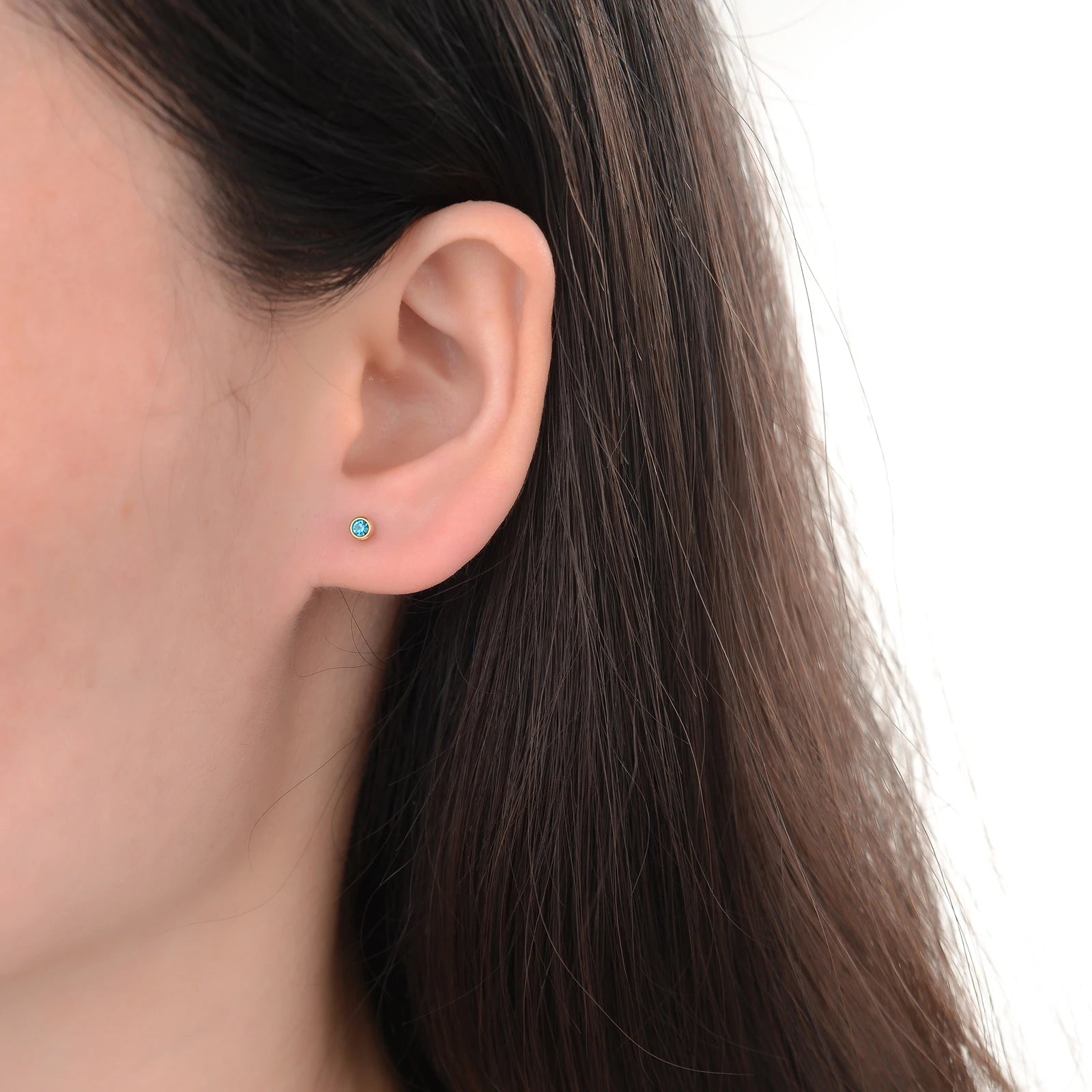 12 Paar Ohrstecker mit Geburtsstein aus chirurgischem Edelstahl mit kubischem Zirkonia, vergoldeter Herz-Stern-Ohrstecker, runder mehrfarbiger Ohrstecker