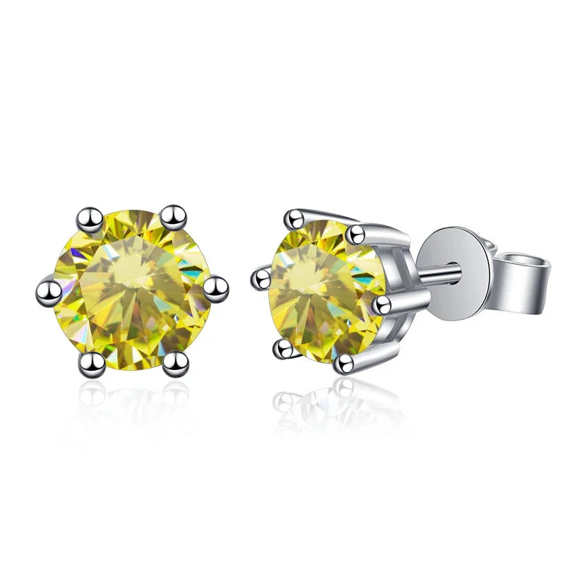 1–2 Karat D-Farbe Moissanit-Ohrringe für Damen, 925er Sterlingsilber, Ohrstecker, funkelnder Labordiamant, Hochzeit, edler Schmuck