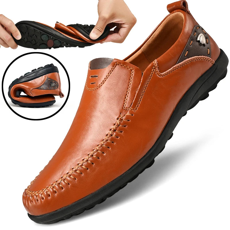 Handgefertigte Schuhe aus echtem Leder, Freizeitschuhe für Herren, flache Plateau-Wanderschuhe, Outdoor-Schuhe, Slipper, atmungsaktive Turnschuhe