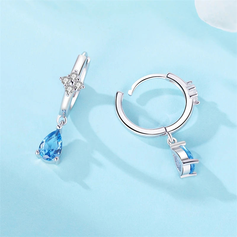 925er-Sterlingsilber, ein Paar farbige Herz-Ohrringe, passend für Original-Charms, Creolen für Frauen und Mädchen, Ohrstecker, edler Schmuck