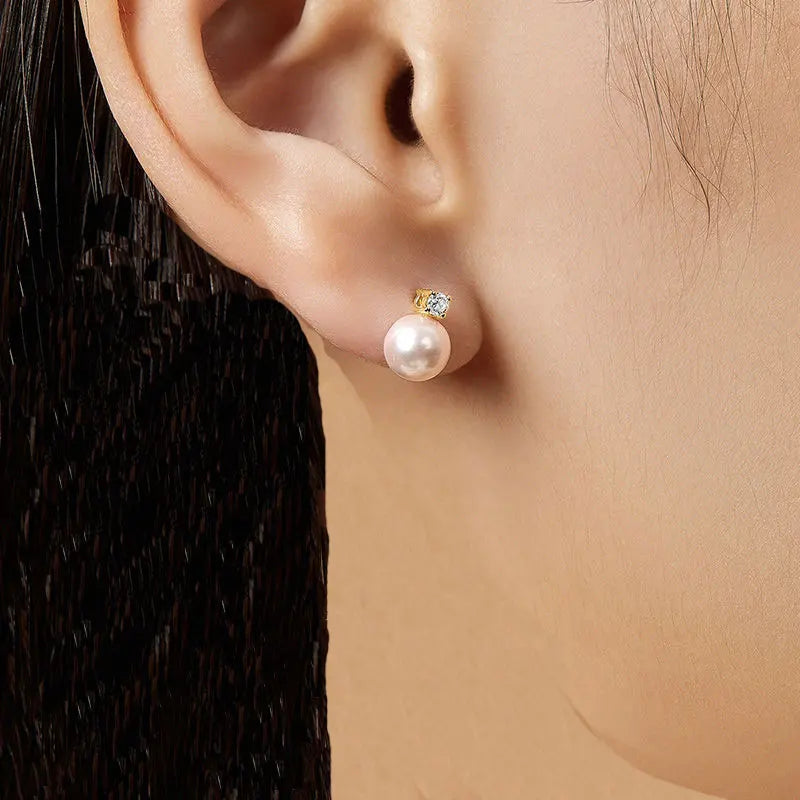 Senlissi-Neue Mode Lofty 8-12mm Süßwasser Perle Stud 18k Ohrringe für Frauen S925 Sterling Silber schmuck Freundin Geschenke