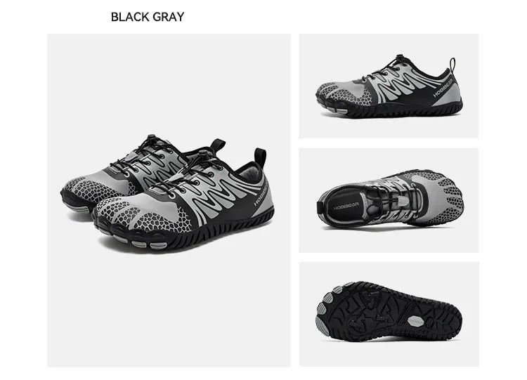 HOBIBEAR Barfußschuhe mit breiter Zehenpartie für Unisex, Kunstleder, Outdoor-Walking-Sneaker, Zero Drop, minimalistische Schuhe mit elastischem Band