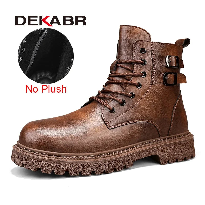 Herren Schneestiefel – Rindsleder, Dicker Plüsch Wasserdicht, Rutschfest