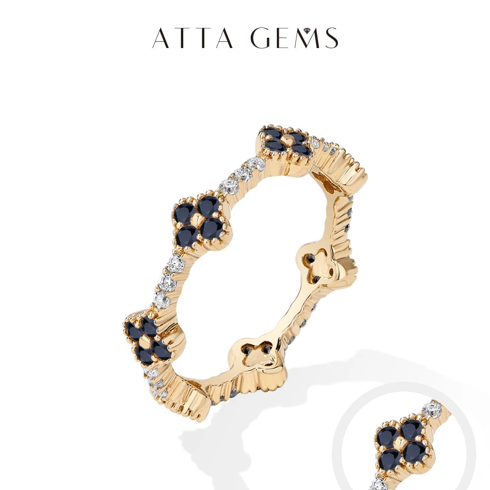 ATTAGEMS Eternity DVVS1 Moissanit-Ring für Damen, 100 % echtes 925er-Sterlingsilber, vergoldet, Hochzeit, Party, Charm, edler Schmuck, neu