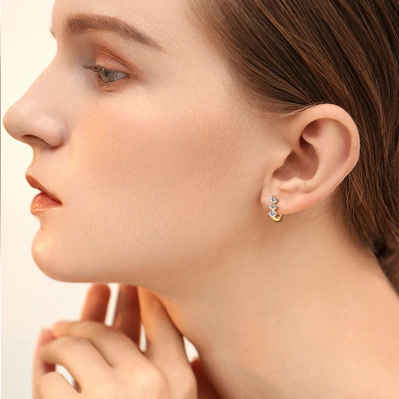 925 Silber 0,3 Karat * 2 Moissanit klassische Retro elegante Temperament vielseitige hochwertige Herren- und Damenohrringe