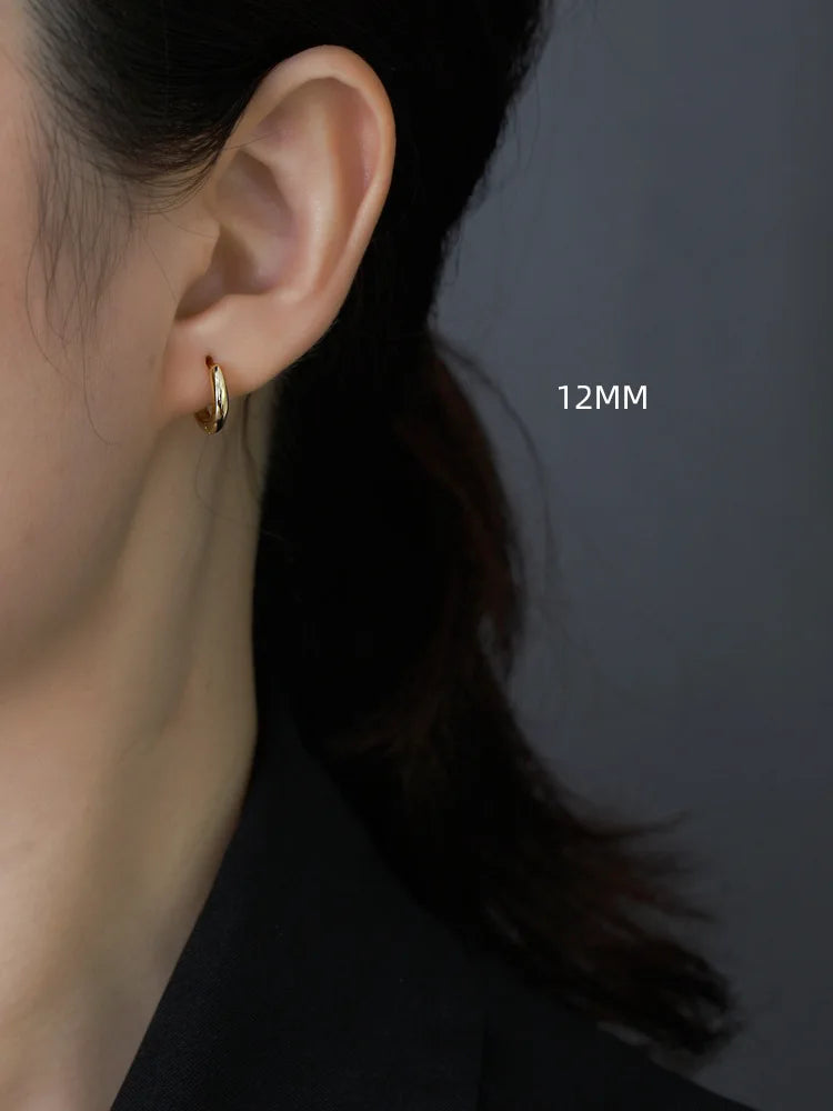 SOFTPIG Echtes 925er Sterlingsilber, 18 Karat Gold, 10/12/14/18 mm, runde Creolen für Damen, edler Schmuck, minimalistische Accessoires