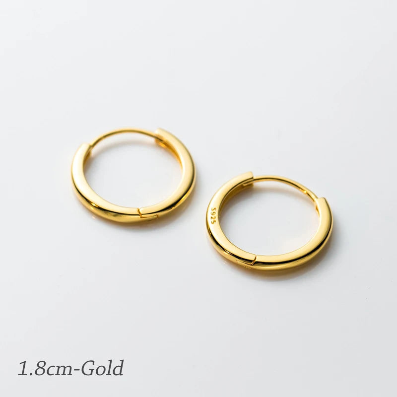 MODIAN 925 Sterling Silber Einfache Kreis-Ohrschnalle 14 mm - 18 mm platinierte hypoallergene Creolen für Damenschmuck