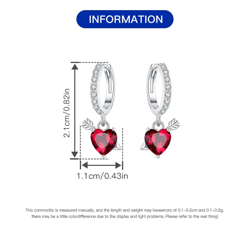 925er-Sterlingsilber, ein Paar farbige Herz-Ohrringe, passend für Original-Charms, Creolen für Frauen und Mädchen, Ohrstecker, edler Schmuck