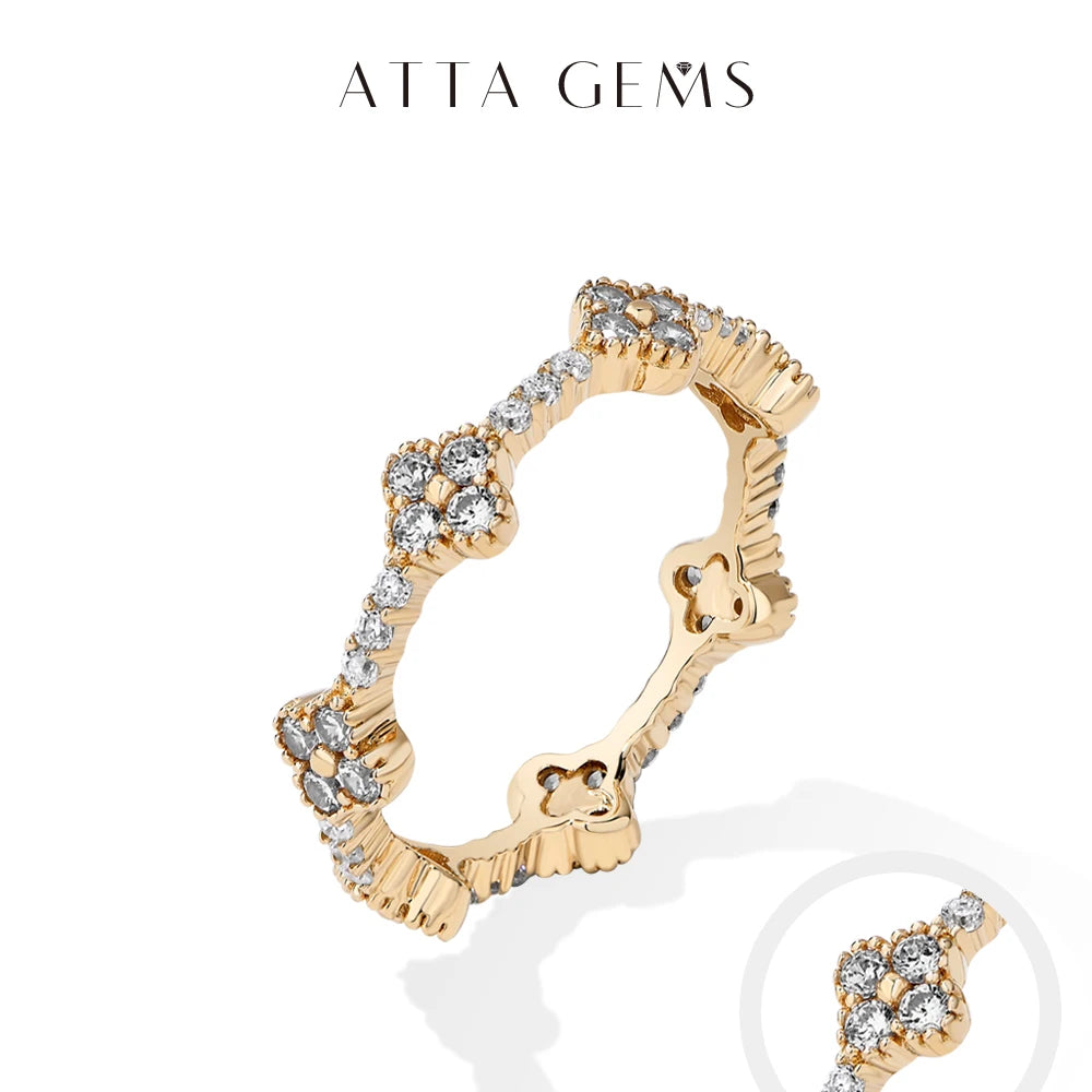 ATTAGEMS Eternity DVVS1 Moissanit-Ring für Damen, 100 % echtes 925er-Sterlingsilber, vergoldet, Hochzeit, Party, Charm, edler Schmuck, neu