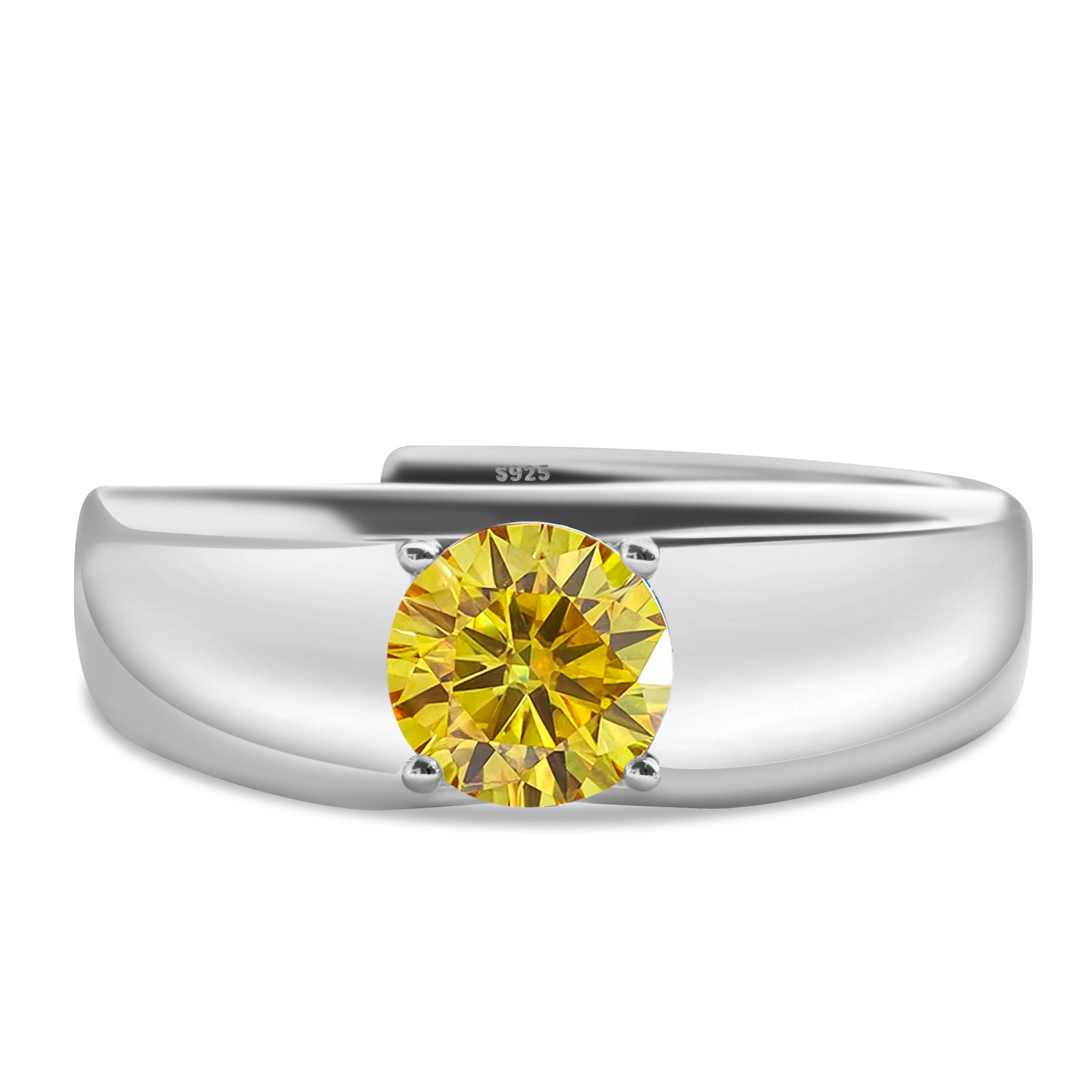 925er Silber-Ring mit 1 Karat Moissanit – Weißgold plattiert für Verlobung & Hochzeit