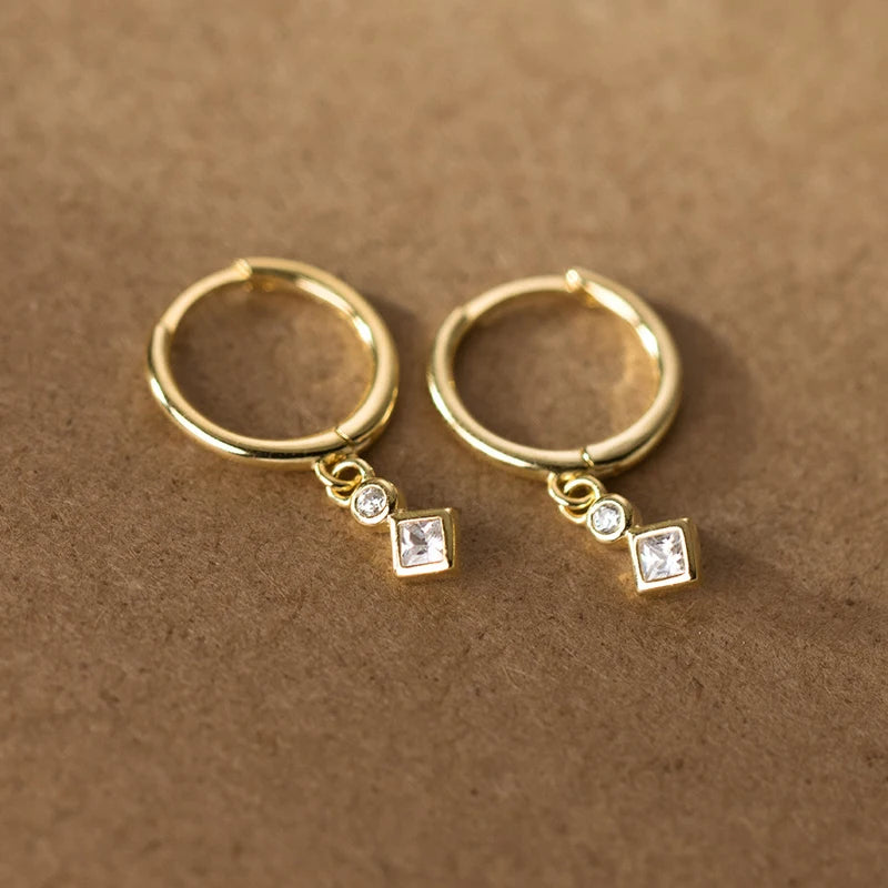 INZATT INS Heißer Echt 925 Sterling Silber Zirkon Hoop Ohrringe Für Mode Frauen Punk Edlen Schmuck 18 karat Gold zubehör