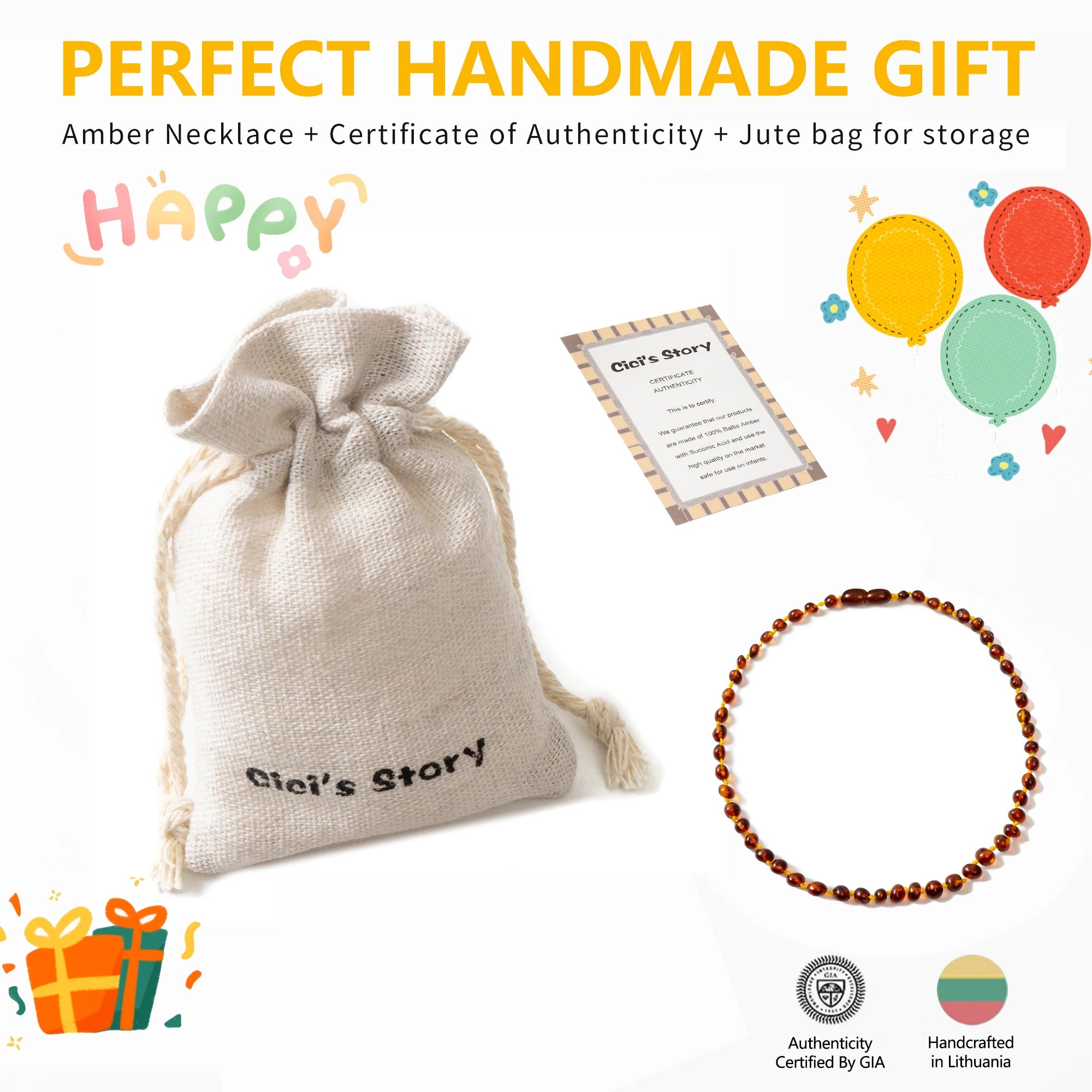 Halskette aus baltischem Bernstein – zertifiziert als 100 % authentischer baltischer Bernstein