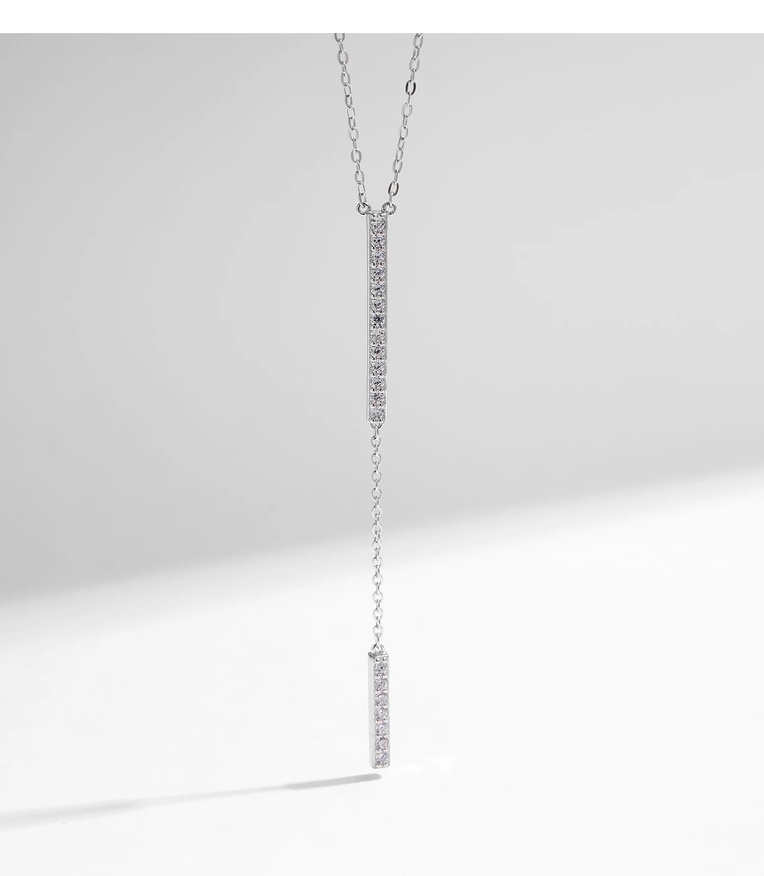 MODIAN Trendy Gliederkette Lariat Halskette 925 Sterling Silber Langer Stab Zirkon Y-förmige stapelbare Halsketten für Frauen Schmuck