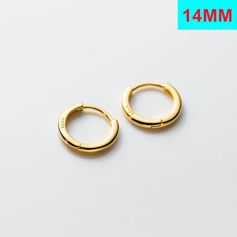 Inzatt echtes 925er Sterling silber 10/12/14/16/18mm runde Creolen für Damen klassischer edler Schmuck geometrische Accessoires