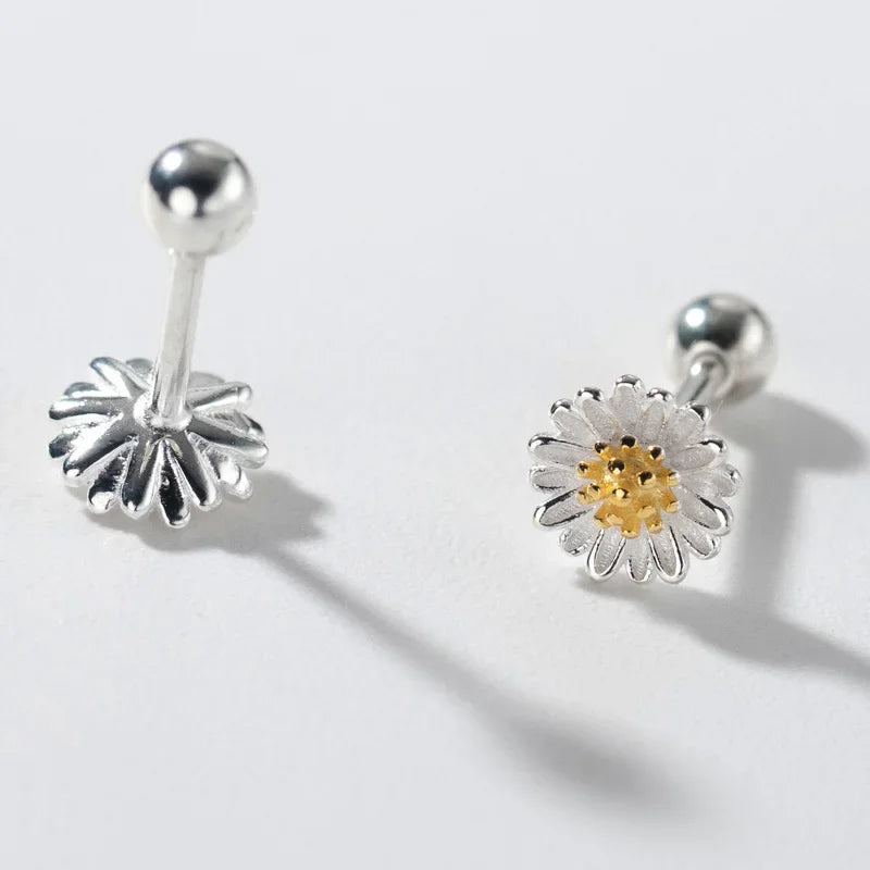 INZATT Echt 925 Sterling Silber 6/8mm Blume Ohrstecker für Frauen Klassische Feine Schmuck Piercing Schraube Ball Zubehör