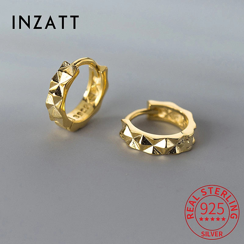 INZATT INS Heißer Echt 925 Sterling Silber Geometrische Hoop Ohrringe Für Mode Frauen Punk Edlen Schmuck 18 karat Gold zubehör