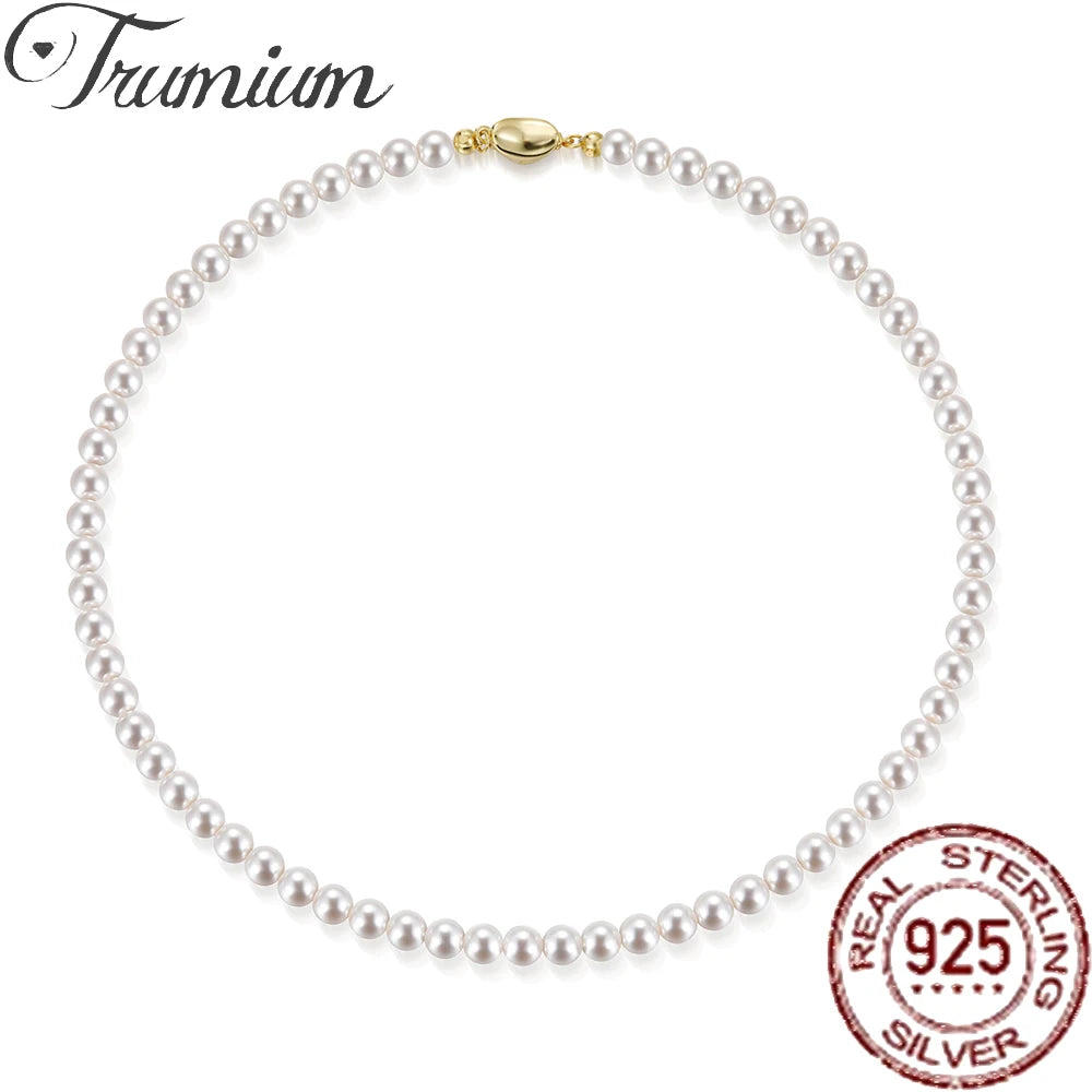 Trumium Vintage Elegante 6/8/10mm Weiße Perle Kette Choker Halskette für Frauen Hochzeit Party Mode Einfache schmuck Giris Geschenk