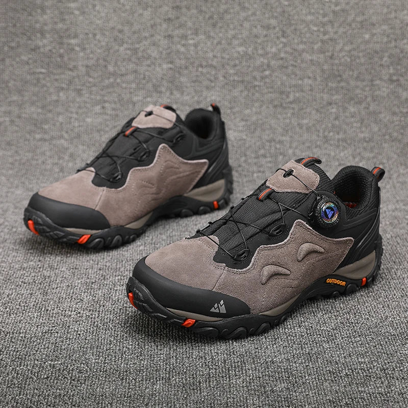 HIKEUP-Lederschuhe für Herren, Outdoor-Wanderschuhe, Touristentreckingsneaker, Bergsteigen, Trail-Joggingschuhe, Spannschloss