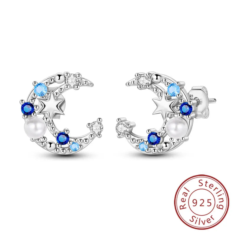 Damen-Ohrringe, 925er-Sterlingsilber, Creolen, Herz, Zirkon, Stern-Tropfenohrringe für Damen, Mode, Party, Geburtstag, Schmuck, Geschenke