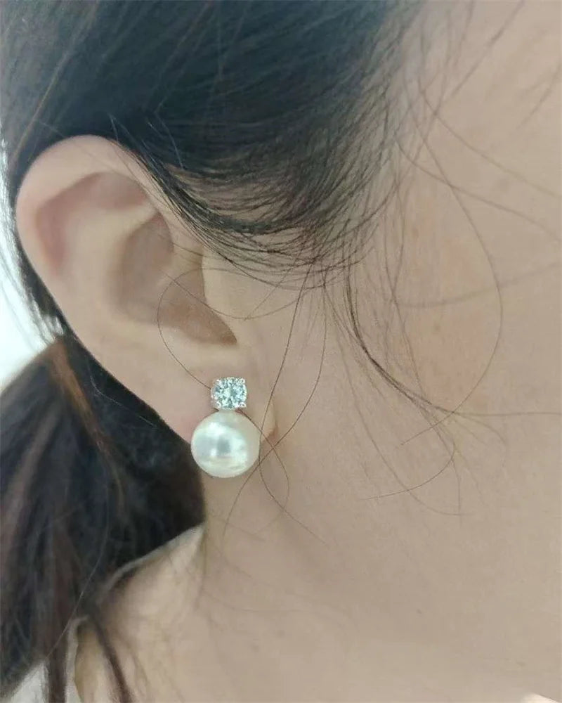 Senlissi-Neue Mode Lofty 8-12mm Süßwasser Perle Stud 18k Ohrringe für Frauen S925 Sterling Silber schmuck Freundin Geschenke