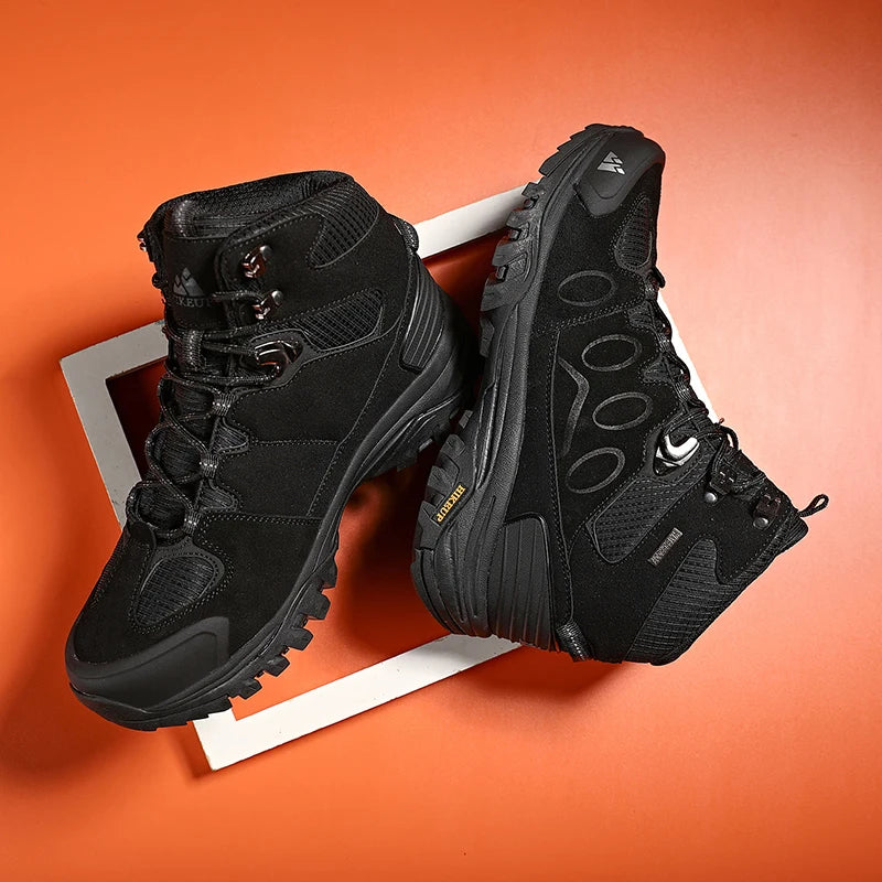 HIKEUP High-Top Männer Wanderschuhe Winter Outdoor Schuhe Schnüren Rutschfeste Sport Casual Trekking Stiefel Mann Wildleder warme Schuhe