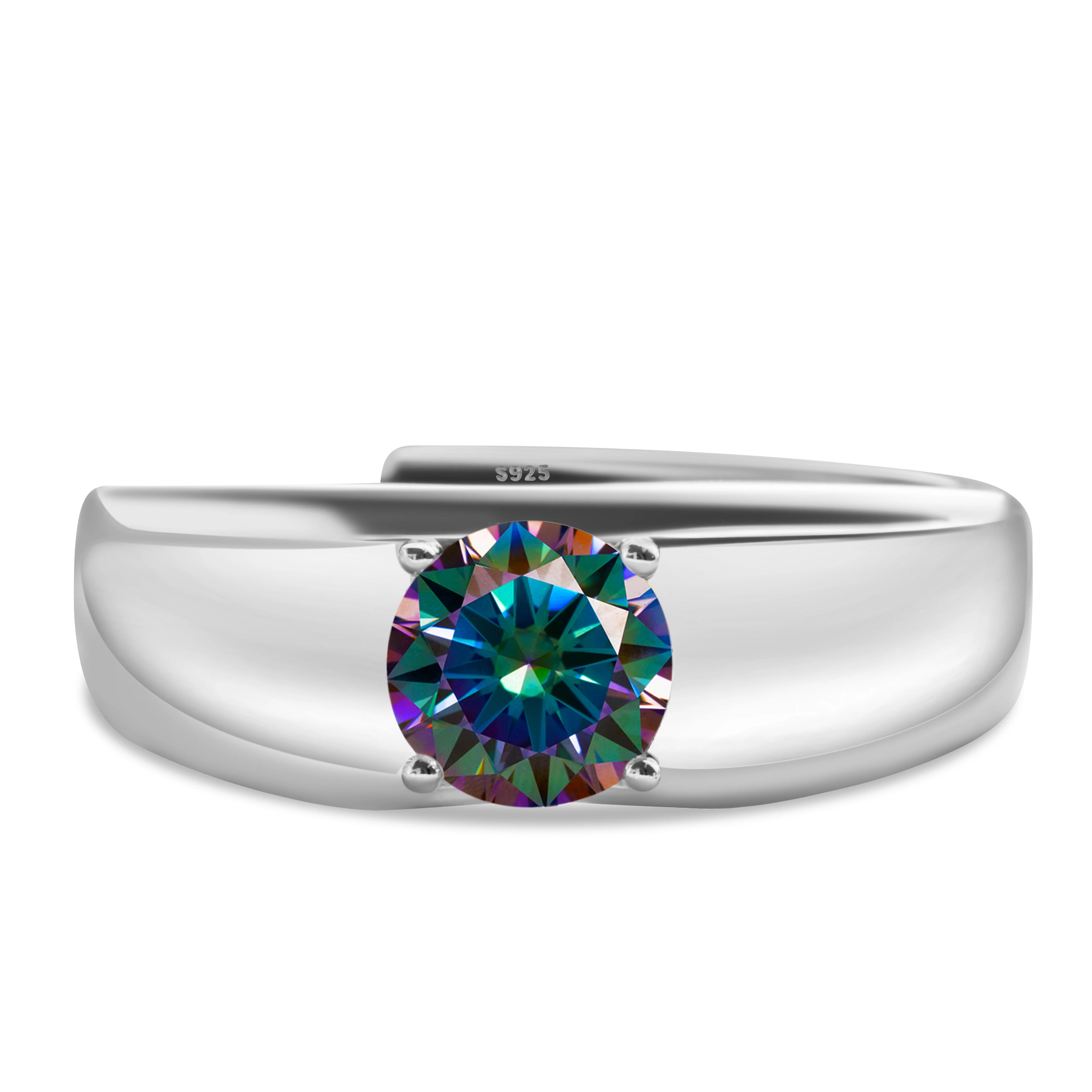 925er Silber-Ring mit 1 Karat Moissanit – Weißgold plattiert für Verlobung & Hochzeit