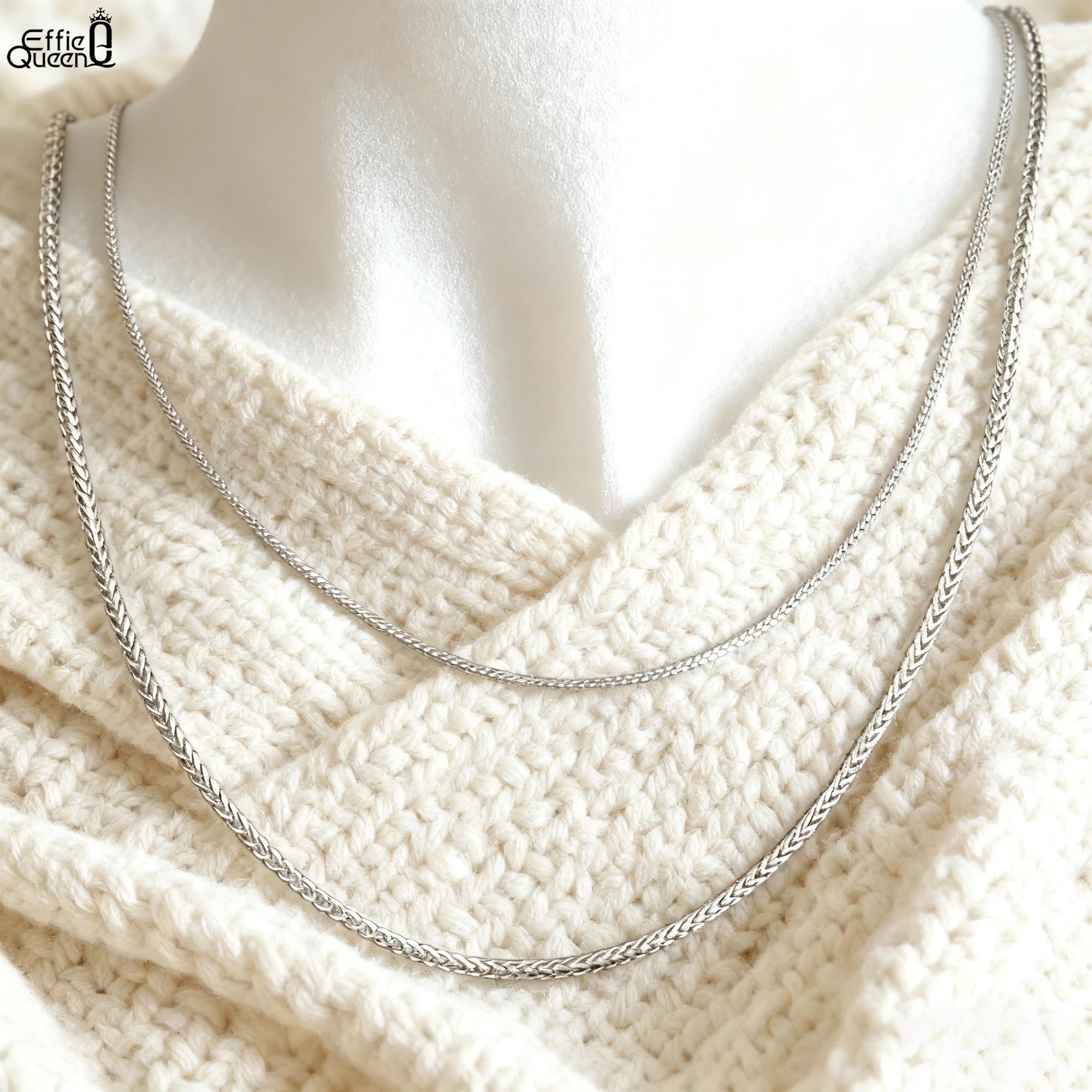 Effie Queen 100 % 925 Sterling Silber italienische 1,2 mm Chopin-Kette für Damen, modisch, 40–60 cm, Basic-Halskette, Schmuck SC53