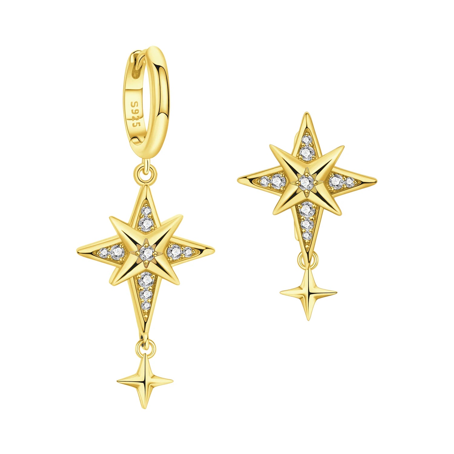 Ohrringe aus 925er-Sterlingsilber, geheimnisvoller Stern, Mond, Schmuck, vielseitige Creolen für Frauen, Schmuck, Geburtstagsfeier, feine Geschenke