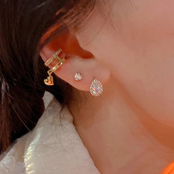 INZATT Echt 925 Sterling Silber Zirkon Wasser Tropfen Creolen für Mode Frauen Geometrische Edlen Schmuck Minimalistischen Zubehör