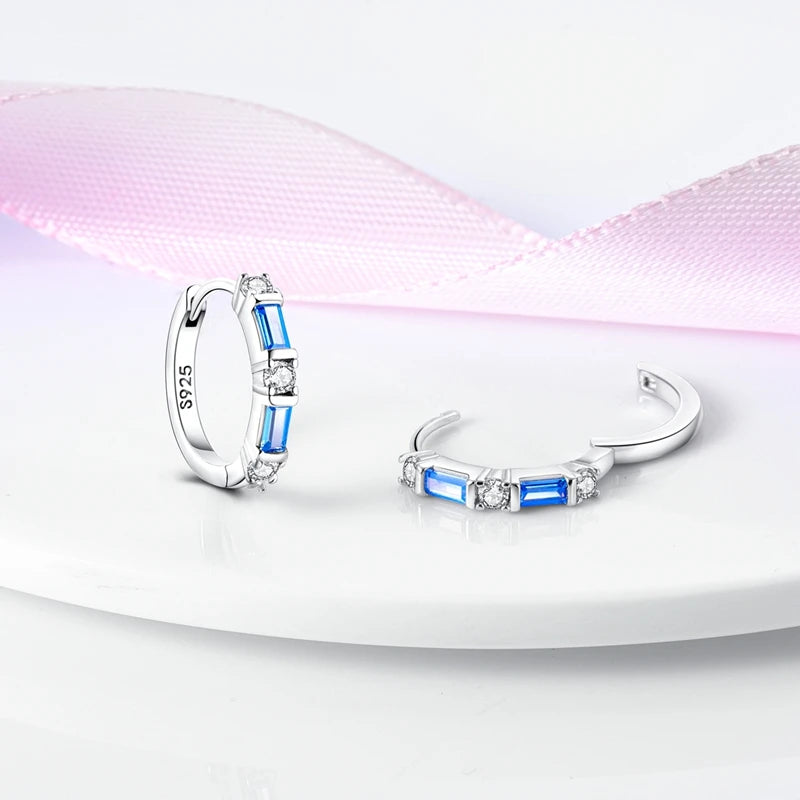 Creolen Original 925 Sterling Silber Blaues Sternenlicht Kristall Feuerdrache Schmetterling Ohrringe Für Frauen Party Hochzeit Schmuck