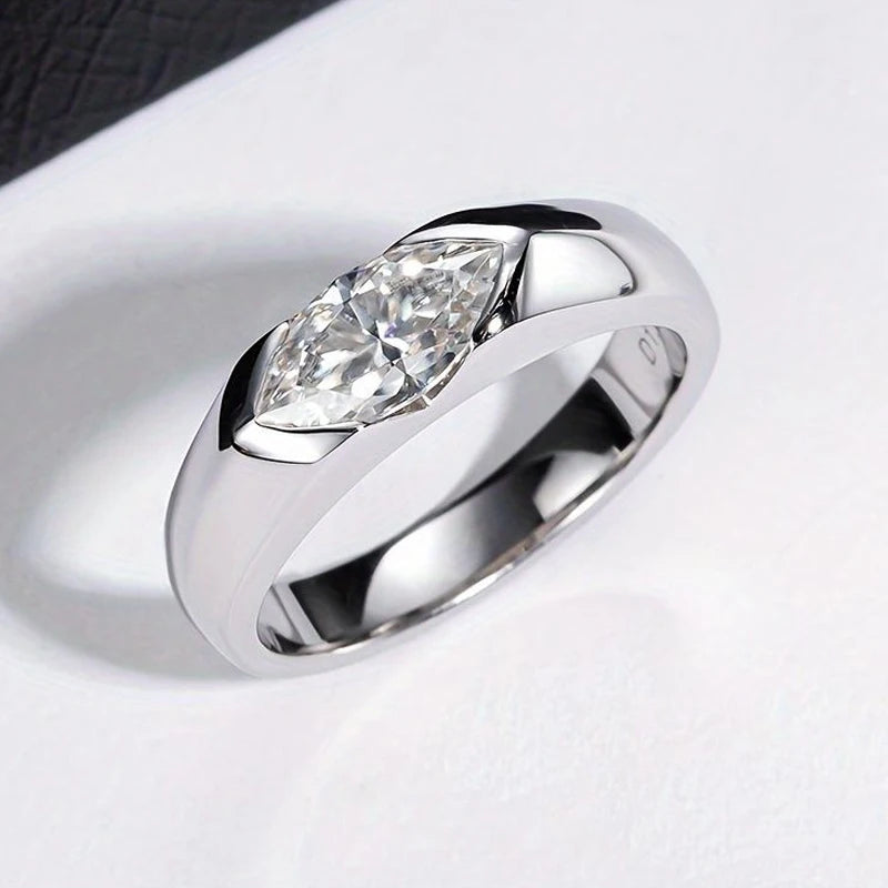 S925 Silber Moissanit-Ring – Marquise Damen & Herren