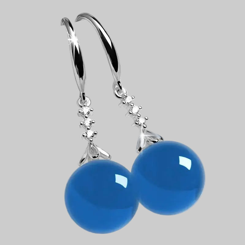 Vintage Palast Bunte Achat Ohrringe Grün Blau Gelb Perle 18 Karat Gold 925 Sterling Silber Ohrstecker für Frauen Edlen Schmuck