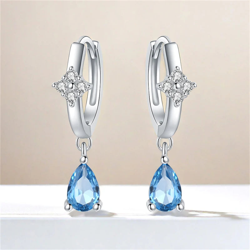 925er-Sterlingsilber, ein Paar farbige Herz-Ohrringe, passend für Original-Charms, Creolen für Frauen und Mädchen, Ohrstecker, edler Schmuck