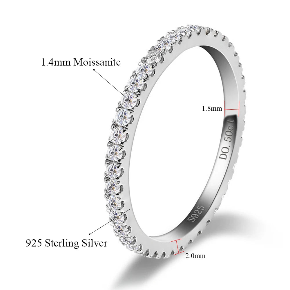 Damen Schwarzer Moissanit-Eternity-Ring