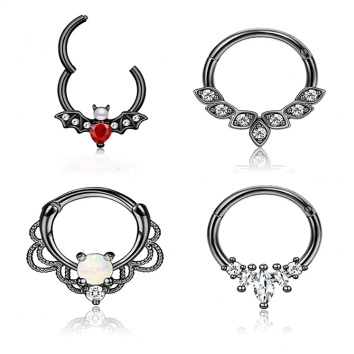 4 Stück 16G Edelstahl Septum Clicker