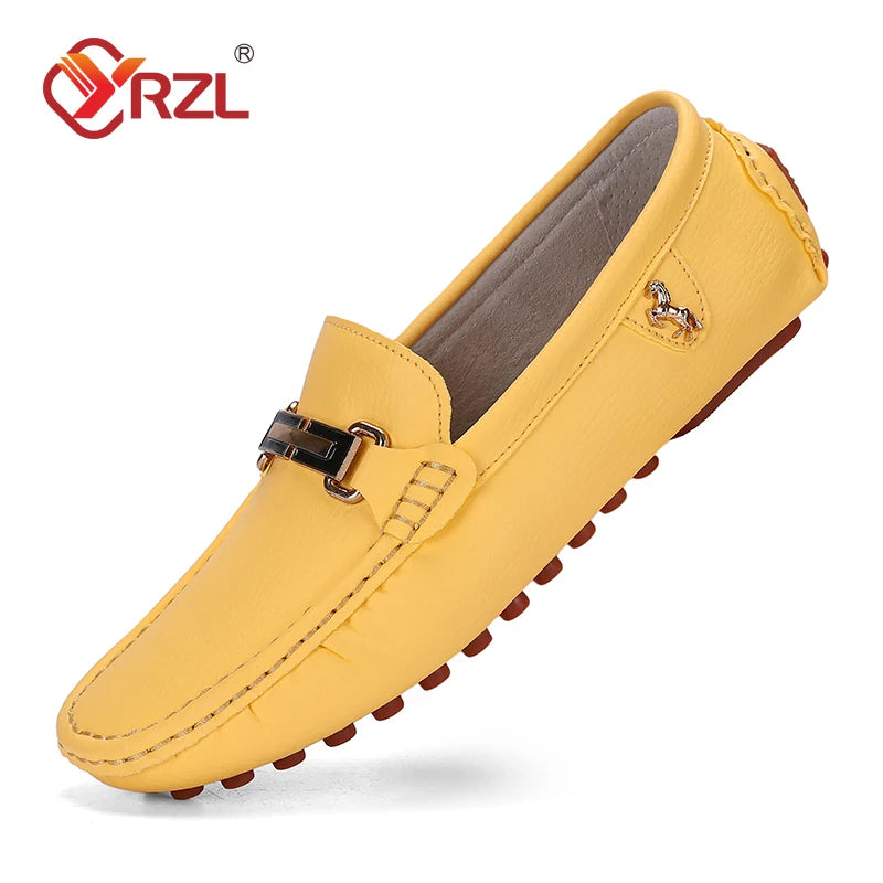 YRZL Schuhe für Herren, handgefertigt, PU-Leder, Loafer, lässig, zum Fahren, flache Schuhe, Slip-on-Schuhe, luxuriöse, bequeme Mokassins, weiße Loafer-Schuhe für Herren